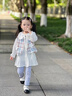 G.DUCKKIDS小黃鴨童裝女童套裝春秋洋氣嬰兒衣服6-12個月兒童裙子女寶寶春裝 淺灰色EQ036 90 建議1~2歲【 80-90cm】cm 曬單實拍圖