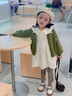 G.DUCKKIDS童裝女童套裝春秋季兒童衣服女小童秋裝連衣裙套裝女孩開(kāi)衫兩件套 綠色邊單連衣裙 90 尺碼1~2歲【 80-90cm】cm 曬單實(shí)拍圖