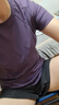 百思絨健身運(yùn)動(dòng)套裝女夏季跑步吸汗透氣速干衣 黛紫上衣+黑短褲 XXL 曬單實(shí)拍圖