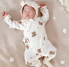 婧麒（JOYNCLEON）新生嬰兒連體衣夏季薄款寶寶無骨衣服兒童夏裝蝴蝶衣哈衣爬服 棕色小熊 59cm 曬單實拍圖