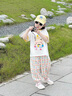 mlgt kids童裝女童套裝2025夏季新款兒童洋氣短袖T恤寶寶防蚊褲兩件套 米杏色 110 cm 【建議身高105cm左右】 曬單實(shí)拍圖
