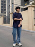 WASSUP HERMU夏季寬松短袖t恤男潮重磅休閑百搭新款男士純色上衣服 白色 XL（建議140-160斤） 曬單實(shí)拍圖
