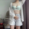 守約貓【空姐同款】聚攏內(nèi)衣女士小胸顯大收副乳防下垂甜美少女文胸罩薄 香檳【1件】小平胸不空杯 M 【建議34/75AB或32/70BC】 曬單實拍圖