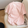 LDBE粉色正肩小狗刺繡短袖t恤女夏季百搭韓版設計感寬松慵懶風(fēng)上衣ins 粉色 XL 【120-140斤】 曬單實(shí)拍圖