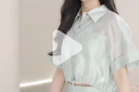 太平鳥女裝短袖萊賽爾品質(zhì)夏季女士綁帶設(shè)計襯衣套裝 淺綠襯衫 S 曬單實拍圖