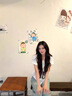 LDBE美式白色蕾絲拼接V領(lǐng)短袖T恤女夏季2025新款寬松顯瘦上衣設(shè)計感潮 白色 M 【80-100斤】 曬單實拍圖