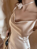 DPLAY2025年秋季新款白色吊帶連衣裙女裝長(cháng)款顯瘦高級感禮服裙子爆款 香檳杏 L 曬單實(shí)拍圖