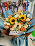 艾斯維娜鮮花速遞向日葵混搭花束生日禮物全國(guó)同城配送 向日葵香檳韓式花束 曬單實(shí)拍圖