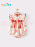 優(yōu)奇嬰兒衣服女寶寶夏季薄款無袖包屁衣嬰兒滿月服女童紅色喜慶周歲服 曬單實(shí)拍圖