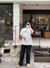 杉努（SHANNU）休閑褲子男士春夏季垂墜薄款潮流寬松闊腿直筒商務(wù)小西裝長褲 黑色【高品質(zhì)】 XL 曬單實(shí)拍圖