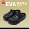 名創(chuàng)優(yōu)品（MINISO）洞洞鞋男夏季外穿沙灘涼鞋防滑厚底踩屎感包頭涼拖鞋黑色42-43 曬單實(shí)拍圖