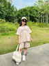 舟喜女童短褲套裝夏季2025新款洋氣時(shí)尚兒童夏裝女孩大童夏款潮酷套裝 米杏色-套裝 140 【建議身高 130-140cm 】 曬單實(shí)拍圖