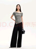 VEROMODA T恤女2025春季新款鏤空設計抽褶不規(guī)則開叉下擺短袖 曬單實拍圖