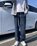 牛仔褲男春夏季直筒寬松休閑褲子男港風潮流闊腿褲美式高街長褲子 111深藍 L 曬單實拍圖