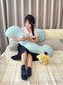 知夢(mèng)人睡覺(jué)抱枕夾腿女生長(zhǎng)條枕記憶棉人體工學(xué)側(cè)睡枕頭涼感床上大抱枕 【成人款丨涼感透氣助眠】藍(lán)色 曬單實(shí)拍圖
