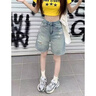 OLDER SEA破洞牛仔短褲女2025年夏季薄款新款高腰顯瘦寬松中褲直筒五分褲 復(fù)古藍(lán)【五分】 S 80-98斤 曬單實(shí)拍圖