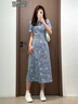 HTKD實(shí)拍現貨大碼女裝牛仔連衣裙夏新款胖MM遮肉顯瘦高端3D印花短袖 藍色長(cháng)款 2XL 大 曬單實(shí)拍圖