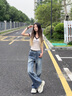 衣品天成高端復(fù)古牛仔褲女2025夏季薄款高腰寬松休閑闊腿褲拖地彎刀褲子女 曬單實拍圖