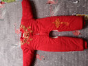 標(biāo)點(diǎn)熊新生兒連體衣服嬰兒夾棉哈衣大紅色中國風(fēng)寶寶唐裝加厚保暖春秋冬 吉祥【加棉哈衣開襠款】 80碼 建議身高73-80cm 曬單實(shí)拍圖