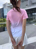 陶芙（taofu）羽毛球服套裝女夏季速干寬松透氣短袖健身服馬拉松跑步三分褲裙 櫻花粉短袖（云朵白裙） XL 曬單實(shí)拍圖