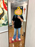 查爾斯桃心重磅美式純棉短袖T恤印花夏季花卉國潮男女同款寬松百搭 黑色 M 曬單實拍圖