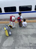 HANDS FREE兒童行李箱可坐帶娃必備旅行箱遛娃神器拉桿箱二合一折疊密碼箱包 黃灰（黑色輪升級(jí)成灰色橡膠輪） 20英寸 帶護(hù)欄 曬單實(shí)拍圖