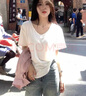 浪莎白色短袖t恤女夏季2025新款寬松薄款大V領(lǐng)休閑百搭顯瘦慵懶風(fēng)上衣 曬單實(shí)拍圖