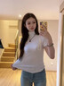 山朵棉半高領(lǐng)純棉短袖t恤女夏黑色打底衫2025新款百搭修身顯瘦正肩上衣 白色 L 曬單實(shí)拍圖