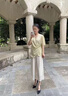 啄木鳥(niǎo)媽媽夏裝短袖套裝洋氣小衫2025年新款50-60歲洋氣衣服中老年女裝 淺藍單件上衣+米色褲子 2XL 建議105-120斤 曬單實(shí)拍圖