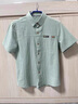 花花公子（PLAYBOY）純棉短袖襯衫男夏季薄款休閑襯衣修身潮流五分中袖亞麻透氣上衣服 豆綠色（中袖） 2XL 180XXL 135到150斤 曬單實(shí)拍圖
