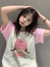 一寸相思純棉粉色t恤女夏季短袖2025新款寬松顯瘦插肩袖休閑百搭半袖上衣 粉杏-戴帽女孩 L 推薦100-110斤 曬單實拍圖