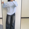 名創(chuàng)優(yōu)品（MINISO）奶藍(lán)色長袖t恤女春秋季新款百搭減齡舒適內(nèi)搭打底衫寬松純棉女裝 【減齡顯白】淺藍(lán)(純色) L 165 (體重115-130斤) 曬單實拍圖
