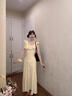 哈魯?shù)宵S色小飛袖碎花連衣裙女純欲風(fēng)溫柔減齡顯瘦遮肚子海邊度假長裙子 黃色 均碼 （115斤以內(nèi)） 曬單實(shí)拍圖