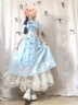 蕓蕁裙子女夏季2025新款蕓蕁法式套裝藍(lán)色長款絕美碎花連衣裙夏季新款 連衣裙+半身裙+三角巾腰帶(三件 XL 曬單實(shí)拍圖