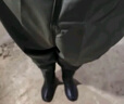 熊火下水褲半身雨褲連體男水褲防水魚褲漁褲全身防水褲皮褲背帶褲涉水褲皮叉褲連鞋撈魚服  加厚85絲軍綠色（帶鞋墊+腰帶+補(bǔ)皮+膠水） 42 曬單實(shí)拍圖