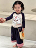 可英 GOWINBABY女童卡通長袖t恤2025秋季新女孩圓領(lǐng)寬松上衣女寶撞色插肩秀t恤衫 曬單實(shí)拍圖