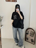 VUUG牛仔褲男士夏季寬松直筒薄款松緊腰休閑長褲子男款 XL  懷舊藍(lán) 曬單實(shí)拍圖