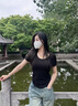 嫻柔2025新款黑色莫代爾t恤女短袖修身薄款冰絲低領(lǐng)大領(lǐng)口緊身上衣 黑色【莫代爾-圓領(lǐng)】 M 建議 (90-100斤) 曬單實(shí)拍圖