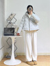 坦博爾【推薦】泡芙短款羽絨服女25年新款連帽面包服保暖外套TB5330278D 霜林灰 S (160) 曬單實拍圖