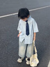 海媽家童裝男童襯衫短袖純棉夏裝2025新款兒童學(xué)院風(fēng)男孩白色襯衣 曬單實拍圖