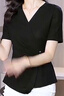 AEMAPE杭州大牌真絲襯衫女士短袖v領(lǐng)t恤小衫夏季新款收腰修身桑蠶絲上衣 黑色 L 建議115-125斤 曬單實(shí)拍圖