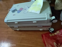 左汀行李箱鋁框拉桿箱加厚結(jié)實抗壓旅行箱登機箱大容量學(xué)生密碼箱皮箱 煙白色 24英寸 ，適合3-5天中途旅行 曬單實拍圖