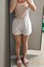 妙奕嘉白色短褲女夏季外穿2025新款高腰女士運動短褲休閑辣妹寬松顯腿長 白色高腰a字運動休閑短褲 L 曬單實拍圖