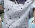 謎秀波點刺繡襯衫女2025夏季新款顯瘦上衣設計感獨特別致短袖襯衣女 藍色  襯衫 M 曬單實拍圖