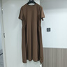 SUSTYLE奢侈高端品牌女裝高檔純棉連衣裙寬松直筒大碼女裝顯瘦氣質(zhì)媽媽裙 卡其色 2XL 曬單實(shí)拍圖