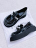 5+（FivePlus）厚底樂(lè )福鞋女2025新款秋季一腳蹬增高單鞋英倫風(fēng)黑色百搭小皮鞋 黑色 37 曬單實(shí)拍圖