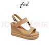 FED厚底涼鞋女夏季新款女鞋坡跟一字扣時裝涼鞋女款S0609-ZFA329 曬單實拍圖
