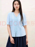 獨(dú)束大碼女裝2025夏季新品蕾絲花邊法式浪漫小衫微胖甜美顯瘦襯衫 藍(lán)色 XL （尺碼：3） 曬單實(shí)拍圖