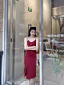 晨芙性感V領(lǐng)吊帶連衣裙女夏季時(shí)尚小個(gè)子氣質(zhì)無(wú)袖打底外穿內搭職業(yè)裙 589紅色連衣裙單件 L 建議100-110斤 曬單實(shí)拍圖