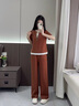 法貝莎品牌撞色拼接T恤套裝女2025年夏季簡(jiǎn)約大方都市休閑運(yùn)動(dòng)套裝 紅咖 M 曬單實(shí)拍圖
